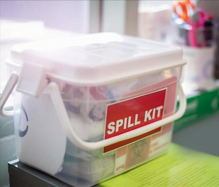 Emergency spill kit wall signs in box for use in Laboratory